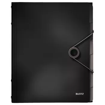 Leitz Trennbuch Solid 6 separadores, pasta com aba, A4, polipropileno (PP), preto, 200 folhas, 80 g/m²
