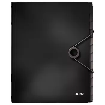 Leitz Trennbuch Solid com 12 separadores, pasta com aba, A4, polipropileno (PP), preto, 200 folhas, 80 g/m²