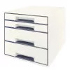 Leitz gaveteiro WOW Cube 4 gavetas, 4 gavetas, plástico, branco, 1 unid., 287 mm, 270 mm