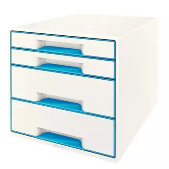 Leitz gaveteiro WOW Cube 4 gavetas, 4 gavetas, plástico, azul, branco, 1 unid., 287 mm, 270 mm