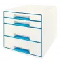 Leitz gaveteiro WOW Cube 4 gavetas, 4 gavetas, plástico, azul, branco, 1 unid., 287 mm, 270 mm