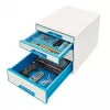 Leitz gaveteiro WOW Cube 4 gavetas, 4 gavetas, plástico, azul, branco, 1 unid., 287 mm, 270 mm