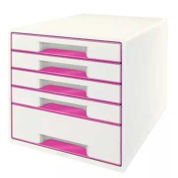Leitz gaveteiro WOW Cube 5 gavetas, 5 gavetas, plástico, rosa, branco, 1 unid., 270 mm, 287 mm