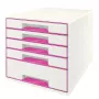 Leitz gaveteiro WOW Cube 5 gavetas, 5 gavetas, plástico, rosa, branco, 1 unid., 270 mm, 287 mm