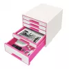 Leitz gaveteiro WOW Cube 5 gavetas, 5 gavetas, plástico, rosa, branco, 1 unid., 270 mm, 287 mm