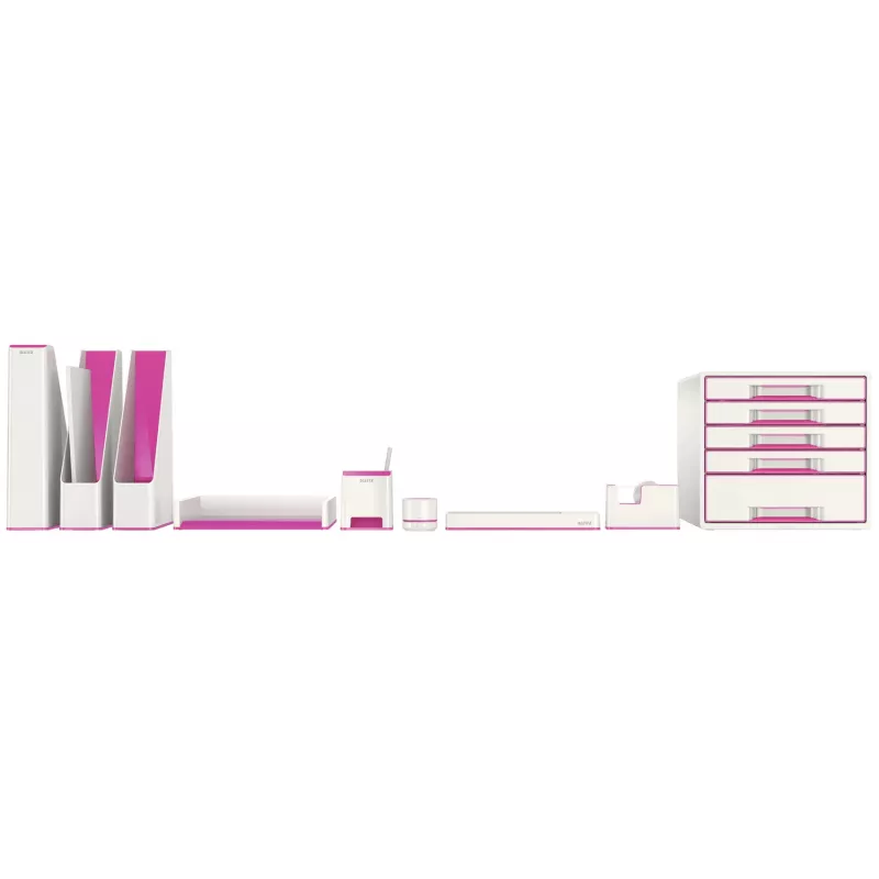 Leitz gaveteiro WOW Cube 5 gavetas, 5 gavetas, plástico, rosa, branco, 1 unid., 270 mm, 287 mm