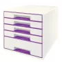 Leitz gaveteiro WOW Cube 5 gavetas, 5 gavetas, plástico, violeta, branco, 1 unid., 287 mm, 270 mm
