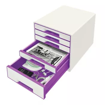Leitz gaveteiro WOW Cube 5 gavetas, 5 gavetas, plástico, violeta, branco, 1 unid., 287 mm, 270 mm