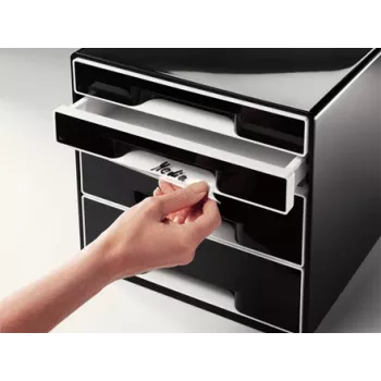 Leitz Desk Cube 4 gavetas, 4 gavetas, plástico, preto, 1 unid., 270 mm, 287 mm