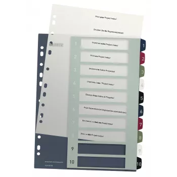 Leitz separador Index PC imprimível 1-10 Style PP A4+, separador numérico, polipropileno (PP), multicolor, vertical, A4 Maxi, 245 mm