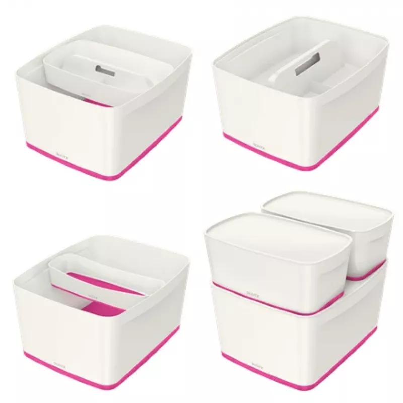 Esselte 5216-10-23 caixa de arrumação retangular acrilonitrilo-butadieno-estireno (ABS) rosa, branco