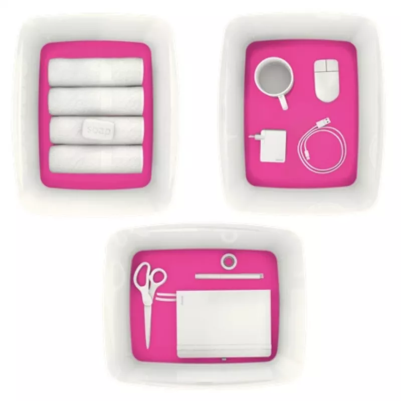 Esselte 5216-10-23 caixa de arrumação retangular acrilonitrilo-butadieno-estireno (ABS) rosa, branco