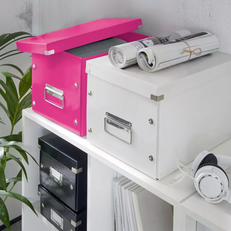 Leitz caixa Click & Store WOW Cube grande caixa de arrumação, fúcsia, cartão, 320 mm, 360 mm, 310 mm
