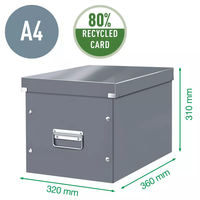 Leitz caixa Click & Store WOW Cube grande caixa de arrumação, fúcsia, cartão, 320 mm, 360 mm, 310 mm