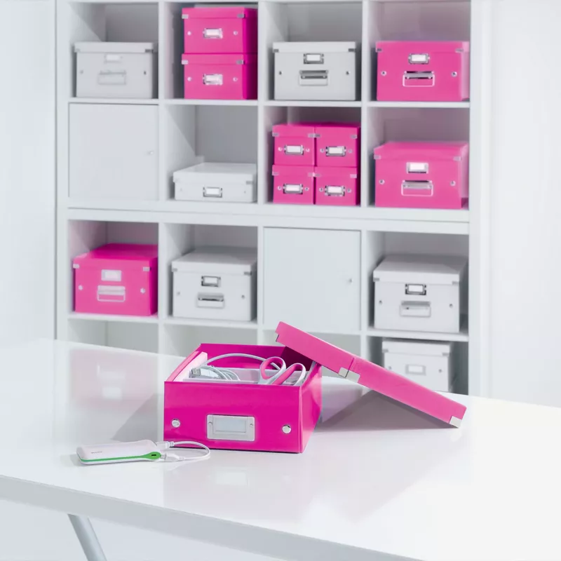 Leitz caixa Click & Store WOW Cube grande caixa de arrumação, fúcsia, cartão, 320 mm, 360 mm, 310 mm