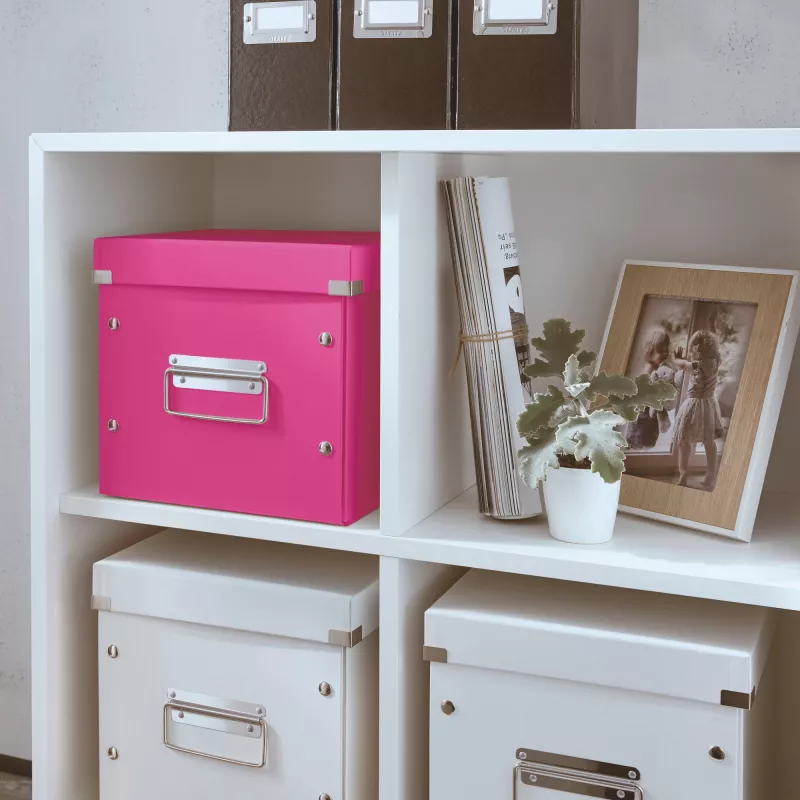 Leitz caixa de arrumação Click & Store WOW Cube Medium, fúcsia, cartão, 260 mm, 260 mm, 240 mm