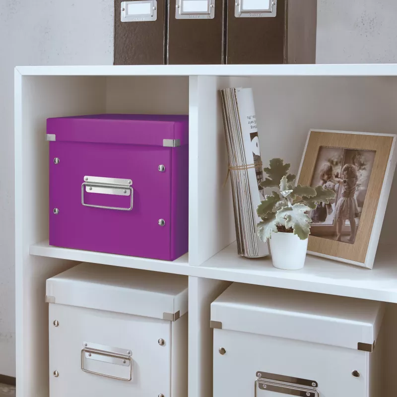 Leitz caixa de arrumação Click & Store WOW Cube Medium, lilás, cartão, 260 mm, 260 mm, 240 mm