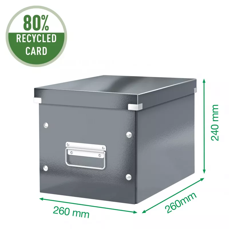 Leitz caixa de arrumação Click & Store WOW Cube Medium, lilás, cartão, 260 mm, 260 mm, 240 mm