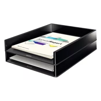 Leitz cesta de correspondência Dual Colour, plástico, preto, A4, A4, brochura, catálogo, envelope, pasta plana, dossier, carta, papel, 267 mm