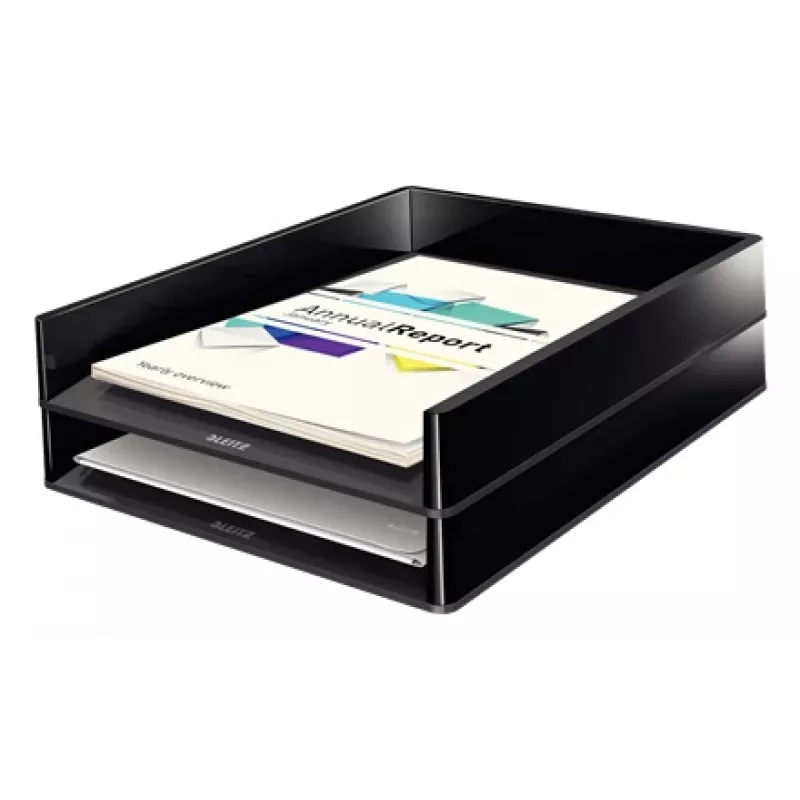 Leitz cesta de correspondência Dual Colour, plástico, preto, A4, A4, brochura, catálogo, envelope, pasta plana, dossier, carta, papel, 267 mm