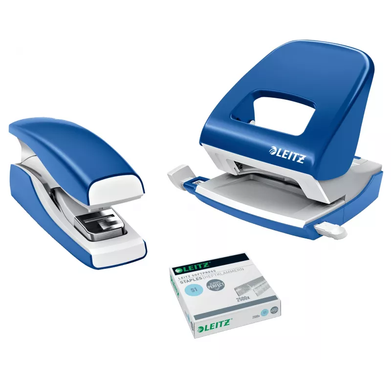 Leitz Agrafador Softpress flat clinch 30 folhas, 30 folhas, azul, flat clinch, agrafos Leitz Softpress, plástico, 80 g/m²