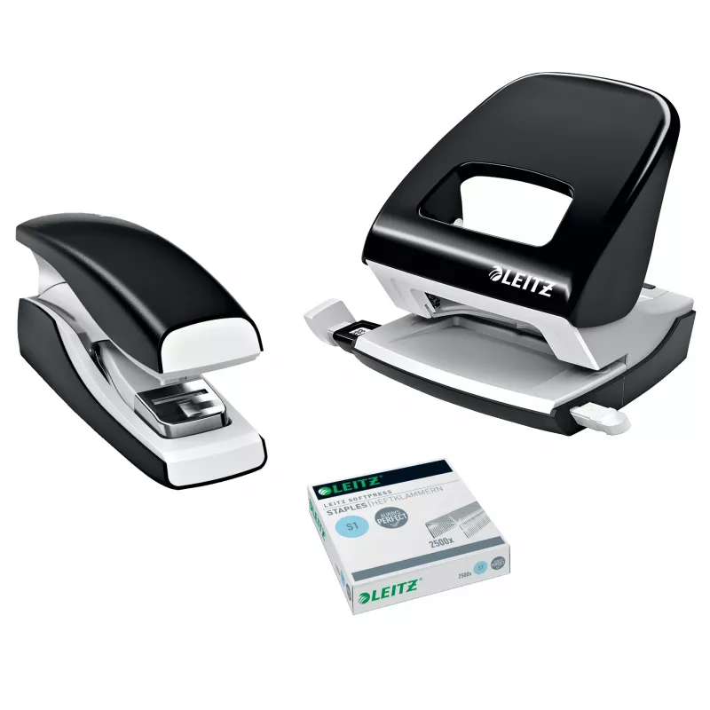 Leitz Agrafador Softpress flat clinch 30 folhas, 30 folhas, preto, flat clinch, agrafos Leitz Softpress, plástico, 80 g/m²