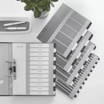 Leitz Índices imprimíveis PP A4+ 1-6 WOW branco/preto, separador numérico, polipropileno (PP), preto, branco, A4 Maxi, 245 mm, 305 mm