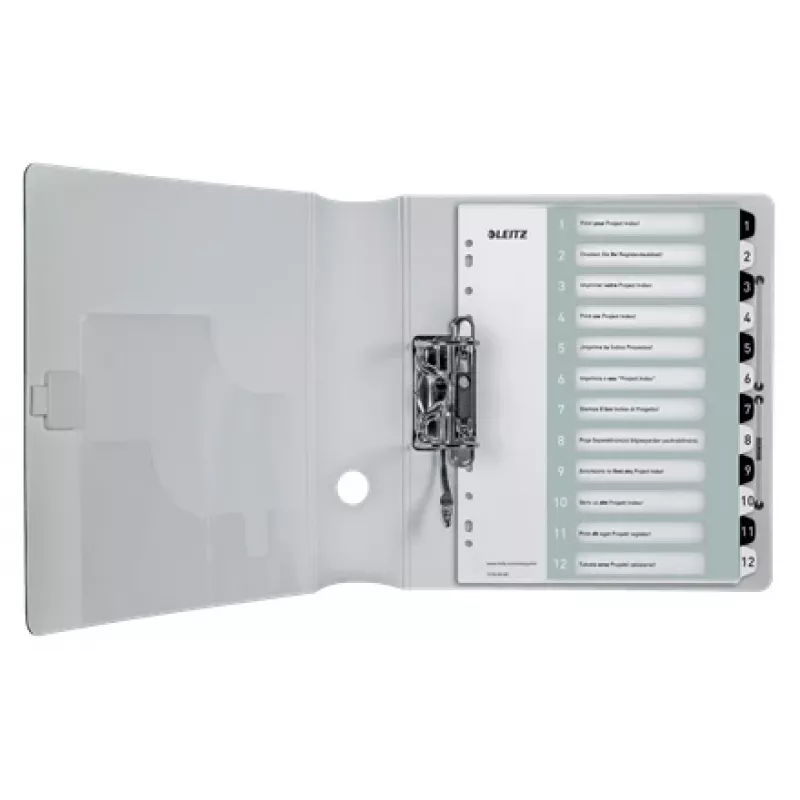 Leitz Índices imprimíveis PP A4+ 1-12 WOW branco/preto, separador numérico, polipropileno (PP), preto, branco, A4 Maxi, 245 mm, 305 mm