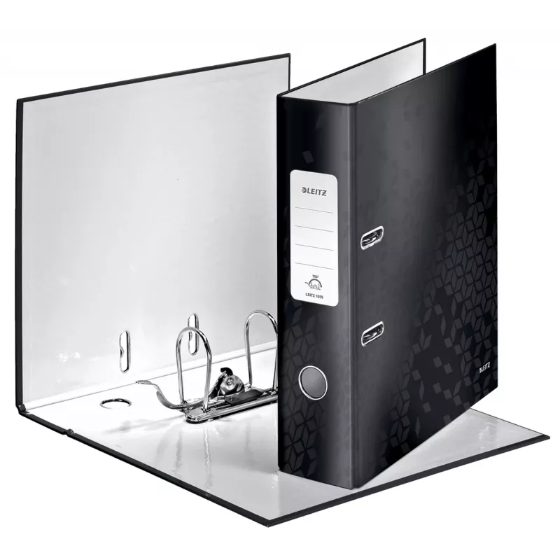 Leitz Dossier de arquivo 180° WOW POB/laminado A4/80 mm, A4, cartão, preto, 600 folhas, 80 g/m², 8 cm