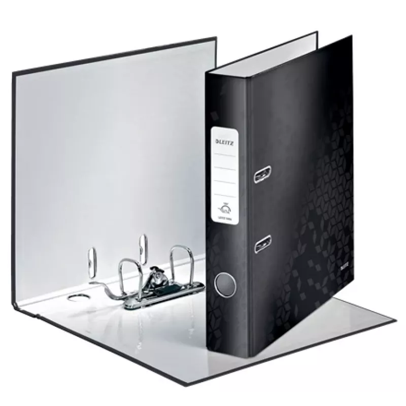 Leitz Dossier de arquivo 180° WOW POB/laminado A4/50 mm, A4, mecanismo Q, armazenamento, cartão, preto, 350 folhas