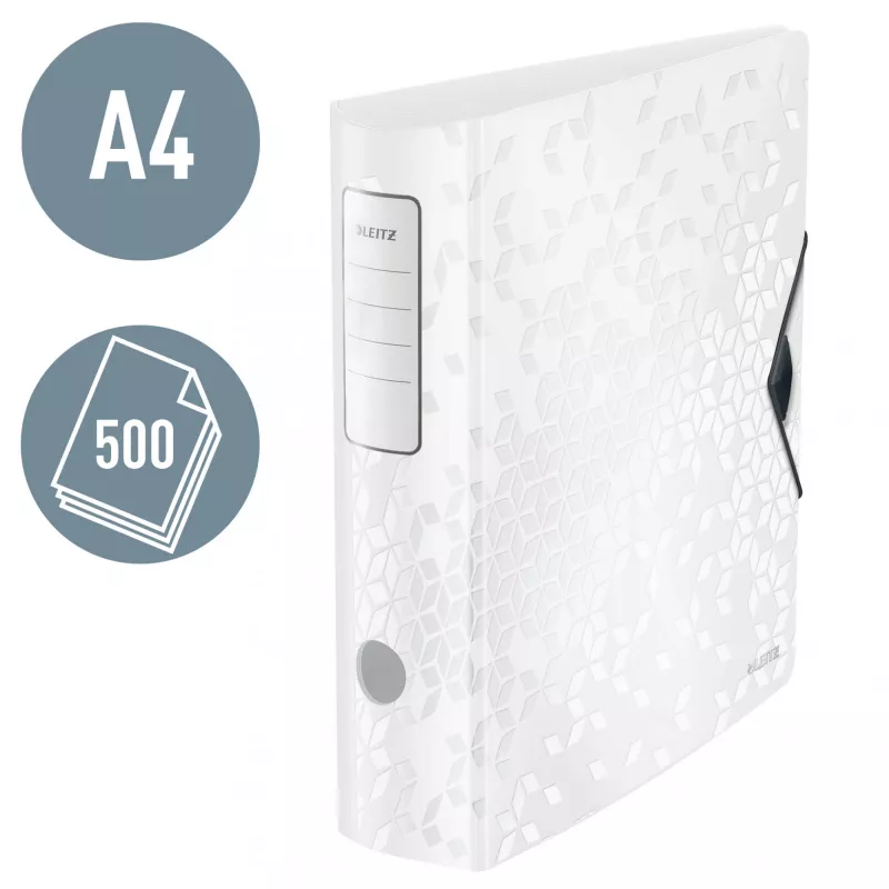 Leitz Dossier Active PP WOW A4/80 mm, A4, anel D, armazenamento, polyfoam, branco, 500 folhas