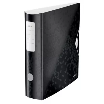 Leitz Dossier de arquivo Active PP WOW A4/80 mm, A4, anel D, armazenamento, polyfoam, preto, 500 folhas