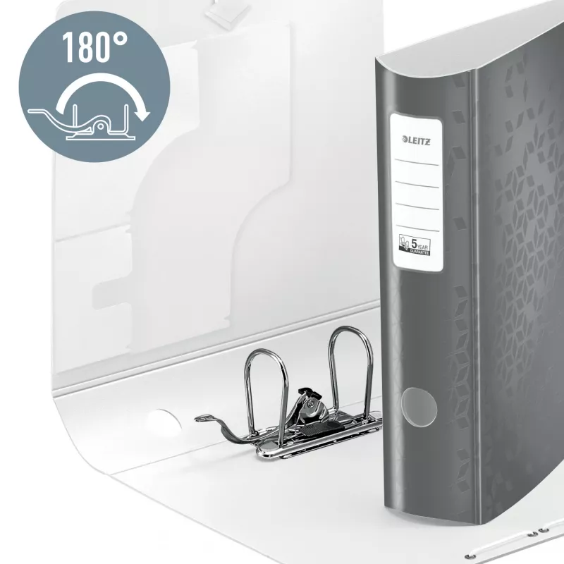 Leitz Dossier de arquivo Active PP WOW A4/80 mm, A4, anel D, armazenamento, polyfoam, preto, 500 folhas