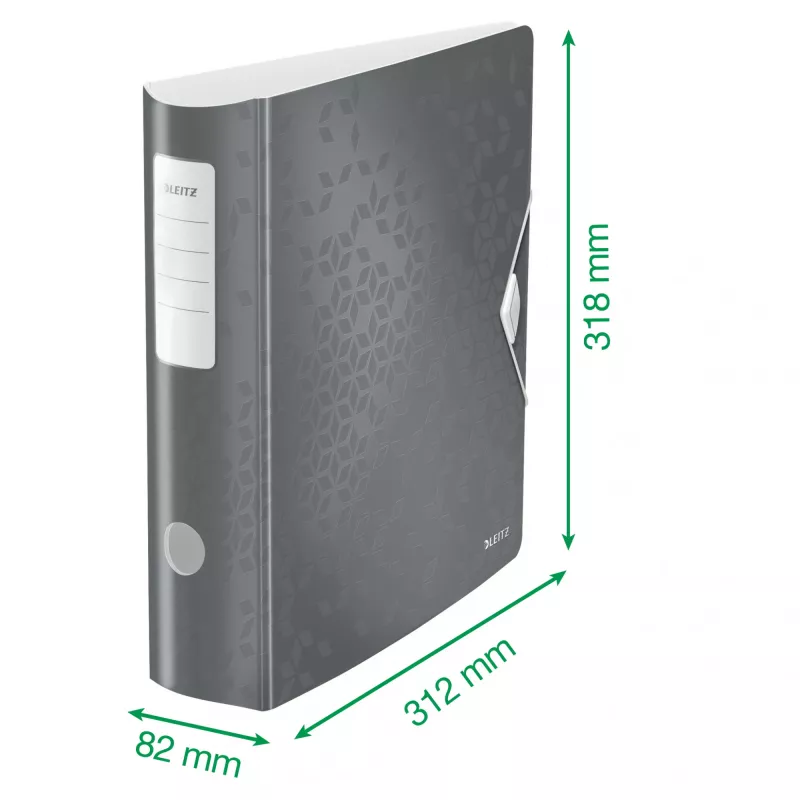 Leitz Dossier de arquivo Active PP WOW A4/80 mm, A4, anel D, armazenamento, polyfoam, preto, 500 folhas