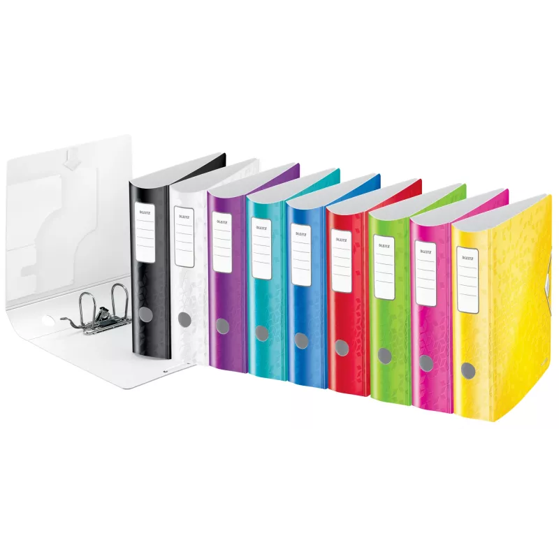 Leitz Dossier de arquivo Active PP WOW A4/80 mm, A4, anel D, armazenamento, polyfoam, preto, 500 folhas