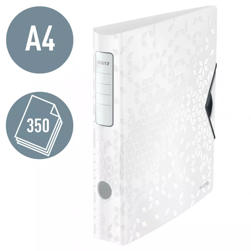 Leitz Dossier de arquivo Active PP WOW A4/65 mm, A4, anel D, armazenamento, polyfoam, branco, 350 folhas