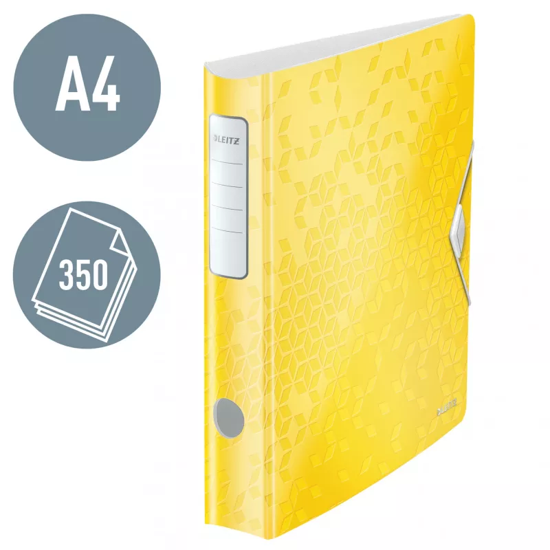 Leitz Dossier de arquivo Active PP WOW A4/65 mm, A4, anel D, armazenamento, polyfoam, amarelo, 350 folhas