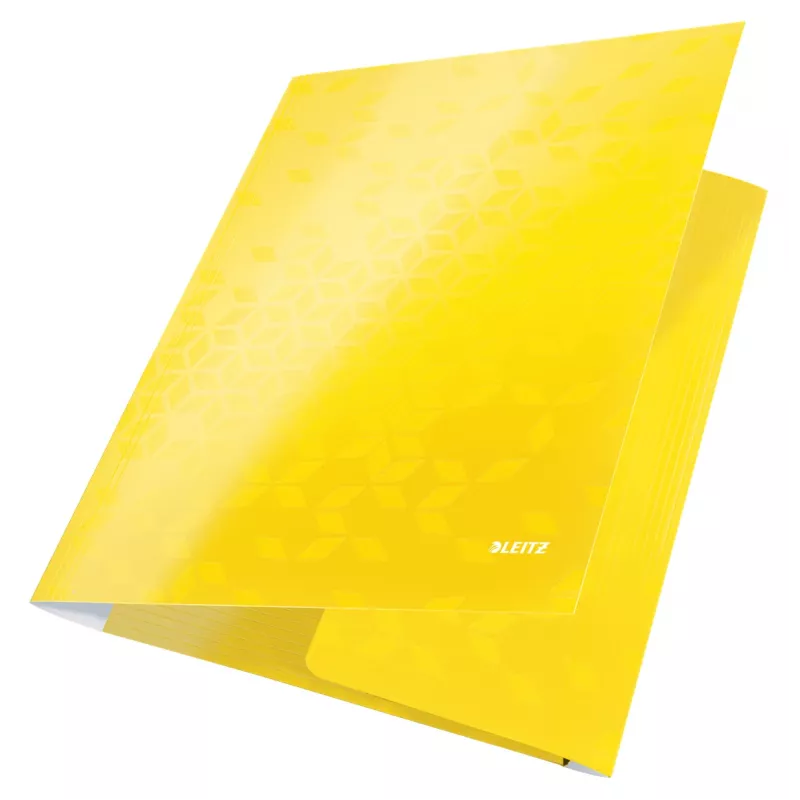 Leitz Pasta de 3 abas WOW Card/POB A4, pasta de apresentação, A4, polipropileno (PP), amarelo, 250 folhas, 80 g/m²