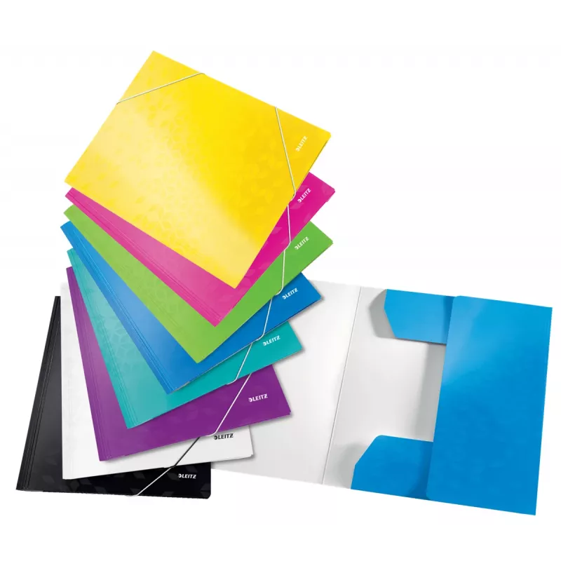 Leitz Pasta de 3 abas WOW Card/POB A4, pasta de apresentação, A4, polipropileno (PP), amarelo, 250 folhas, 80 g/m²