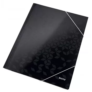 Leitz Pasta de 3 abas WOW Card/POB A4, pasta de abas, A4, polipropileno (PP), preto, 150 folhas, elástico