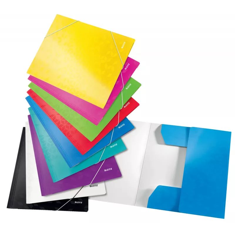 Leitz Pasta de 3 abas WOW Card/POB A4, pasta de abas, A4, polipropileno (PP), preto, 150 folhas, elástico
