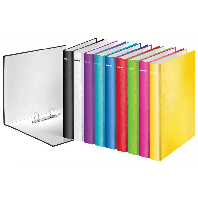 Leitz Ficheiro de anéis WOW laminado A4+ 2DR/25 mm, A4+, anel D, cartão, amarelo, 250 folhas, 80 g/m²