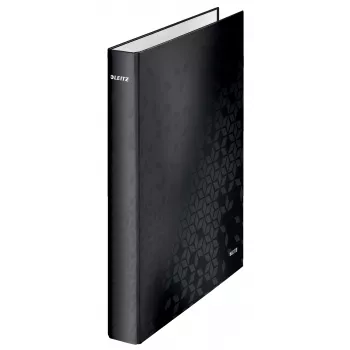 Leitz Ficheiro de anéis WOW laminado A4+ 2DR/25 mm, A4+, anel D, cartão, preto, 250 folhas, 80 g/m²
