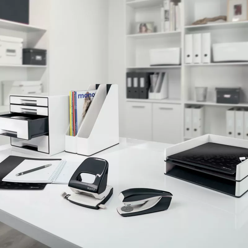 Leitz Ficheiro de anéis WOW laminado A4+ 2DR/25 mm, A4+, anel D, cartão, preto, 250 folhas, 80 g/m²