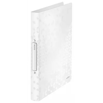 Leitz Ficheiro de anéis WOW PP A4 2RR/25 mm, A4, anel redondo, polipropileno (PP), branco, 190 folhas, 80 g/m²