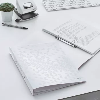Leitz Ficheiro de anéis WOW PP A4 2RR/25 mm, A4, anel redondo, polipropileno (PP), branco, 190 folhas, 80 g/m²