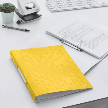 Leitz Ficheiro de anéis WOW PP A4 2RR/25 mm, A4, anel redondo, polipropileno (PP), amarelo, 190 folhas, 80 g/m²