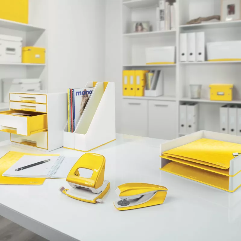 Leitz Ficheiro de anéis WOW PP A4 2RR/25 mm, A4, anel redondo, polipropileno (PP), amarelo, 190 folhas, 80 g/m²
