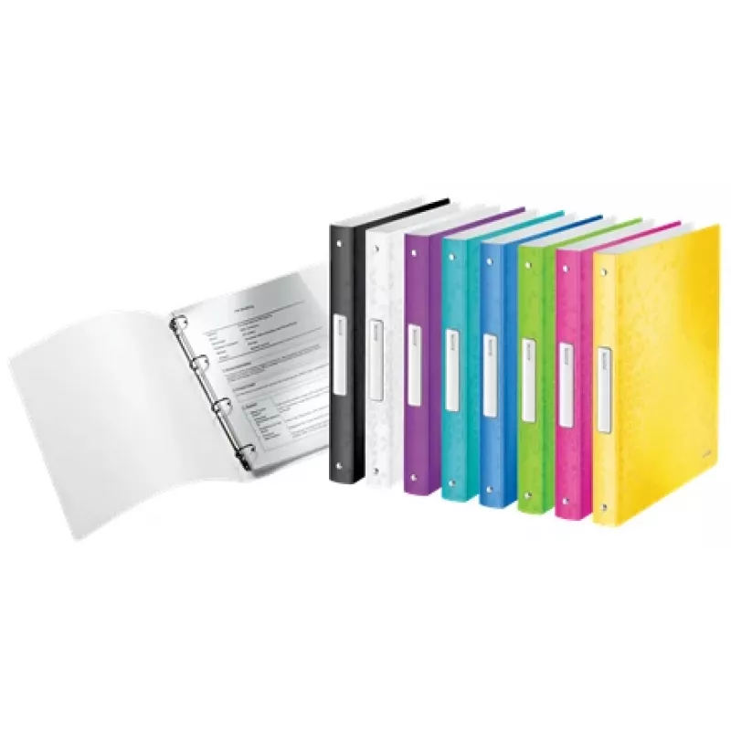 Leitz Ficheiro de anéis WOW, A4, anel redondo, armazenamento, polipropileno (PP), branco, brilhante