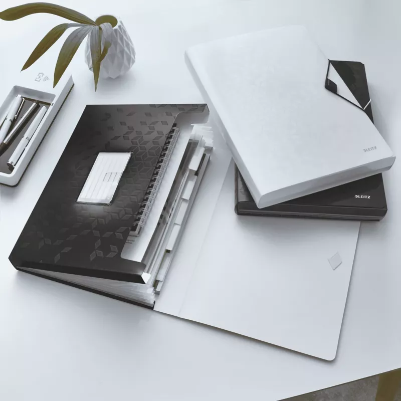 Leitz Pasta de projeto WOW PP, pasta de envelope, A4, polipropileno (PP), preto, formato horizontal/vertical, 250 folhas
